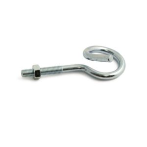 Saparokoukku 115 M8 – sähkösinkitty teräs, pituus 102 mm, mukana mutteri, tukeva ripustusratkaisu