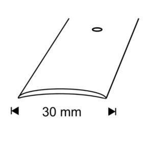 Anodisoitu alumiininen saumalista 30 mm, ruuvikiinnitys – huomaamaton ja kestävä viimeistely lattiamateriaalien liitoskohtiin, pituus 100 cm. Tuotekoodi 112802.