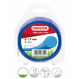 Sininen Oregon-trimmerisiima 1,7 mm x 15 m – ohut ja kestävä perussiima tarkkaan viimeistelyyn ja kevyeen trimmaamiseen. EAN 5400591067041.