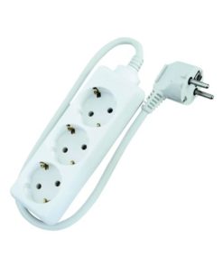 Sisäjatkojohto 3-osainen maadoitettu 0,5 m Opal valkoinen