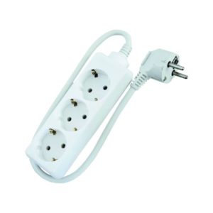 Sisäjatkojohto 3-osainen maadoitettu 0,5 m Opal valkoinen