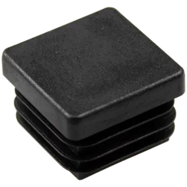 Musta sisätulppa 20 x 20 mm neliöputkille – siisti ja suojaava viimeistely. Pakkauksessa 4 kpl.