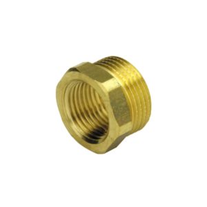 Messinkinen supistusnippa 1/2" x 3/8" LVI-asennuksiin