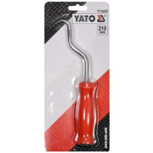 Yato raudoittajan koukku 210 mm – raudoituslangan nopeaan kiertoon, puinen muotoiltu kahva. EAN 5906083027246.