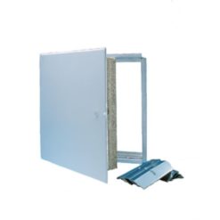 Tarkastusluukku EI30 400 x 400 mm – valkoinen, palotarkastettu luukku seinä- ja kattoasennuksiin. Galvanoitu teräs, pianosarana ja nokkalukitus. EAN 7391695210601.