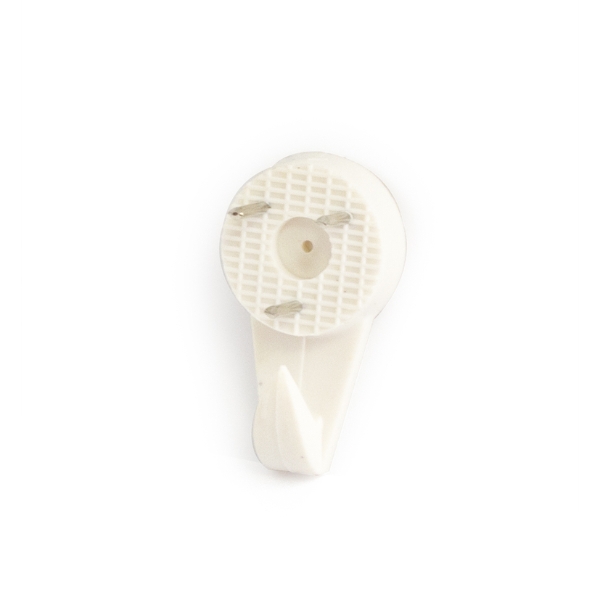 Habo 612 taulukoukku valkoista muovia – helppo kiinnittää betoniseinään kolmella naulalla. Sopii kuvien ja koristeiden ripustamiseen.