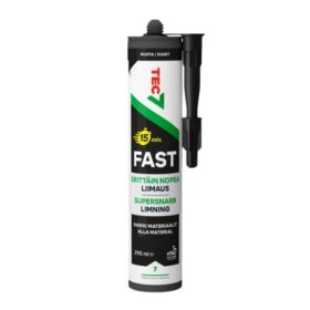Tec7 Fast liimamassa 290 ml musta patruuna.