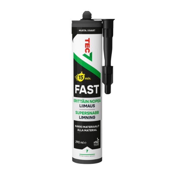 Tec7 Fast liimamassa 290 ml musta patruuna.