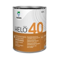 Teknos Helo Aqua 40 on puolikiiltävä vesiohenteinen lakka UV-suojalla. Sopii puupinnoille sisällä ja ulkona. Riittoisuus 8–12 m²/l.