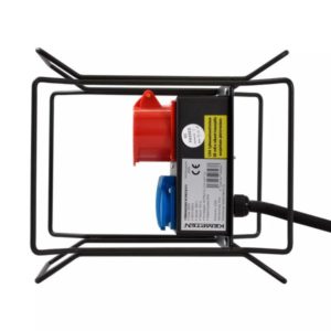 Työmaakeskus THK 316/2/3 – 3 m kaapeli, 2 × 400 V ja 3 × 230 V pistorasiaa, kestävä ratkaisu työmaille. EAN 6438152085585.