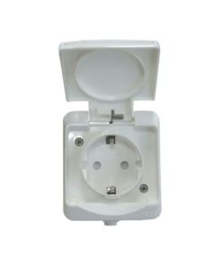 Ulkopistorasia 1-osainen maadoitettu pinta IP44 valkoinen