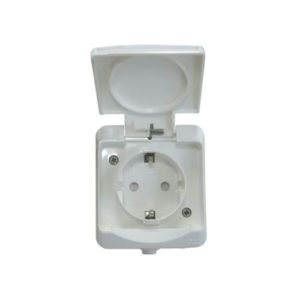 Ulkopistorasia 1-osainen maadoitettu pinta IP44 valkoinen