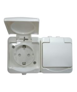 Ulkopistorasia Opal pinta 2-osainen maadoitettu IP44 valkoinen