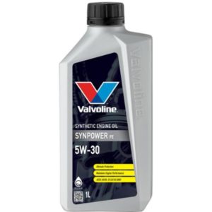 Valvoline SynPower FE 5W-30, 1 L – polttoainetta säästävä täyssynteettinen moottoriöljy erityisesti uusiin Ford-moottoreihin, erinomainen noenhallinta ja taloudellisuus. EAN 8710941022062.