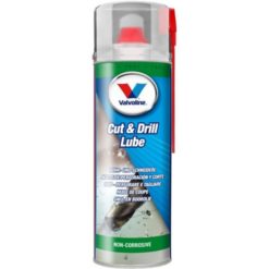 Valvoline Cut & Drill Lube – laadukas ja silikoniton leikkuuöljy spray metallintyöstöön, suojaa työkaluja ja parantaa työn jälkeä. EAN 8710941030173.