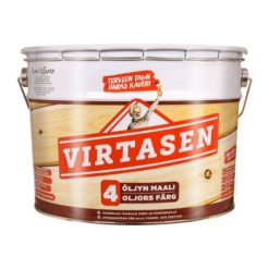 Virtasen 4 Öljyn Maali tummanharmaa 10 l – hengittävä ja kestävä pellavaöljypohjainen maali puupinnoille. Sopii hirsitaloille ja puurakenteille. 100 % muoviton, valmistettu Suomessa.