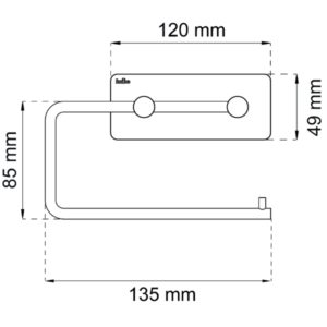 Habo Angle WC-paperiteline, kiillotettu ruostumaton teräs, itsekiinnittyvä, ulkonema 43 mm