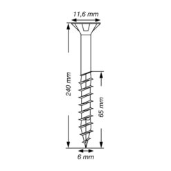 Yleisruuvi uppokanta 6,0x240mm 100kpl SPAX